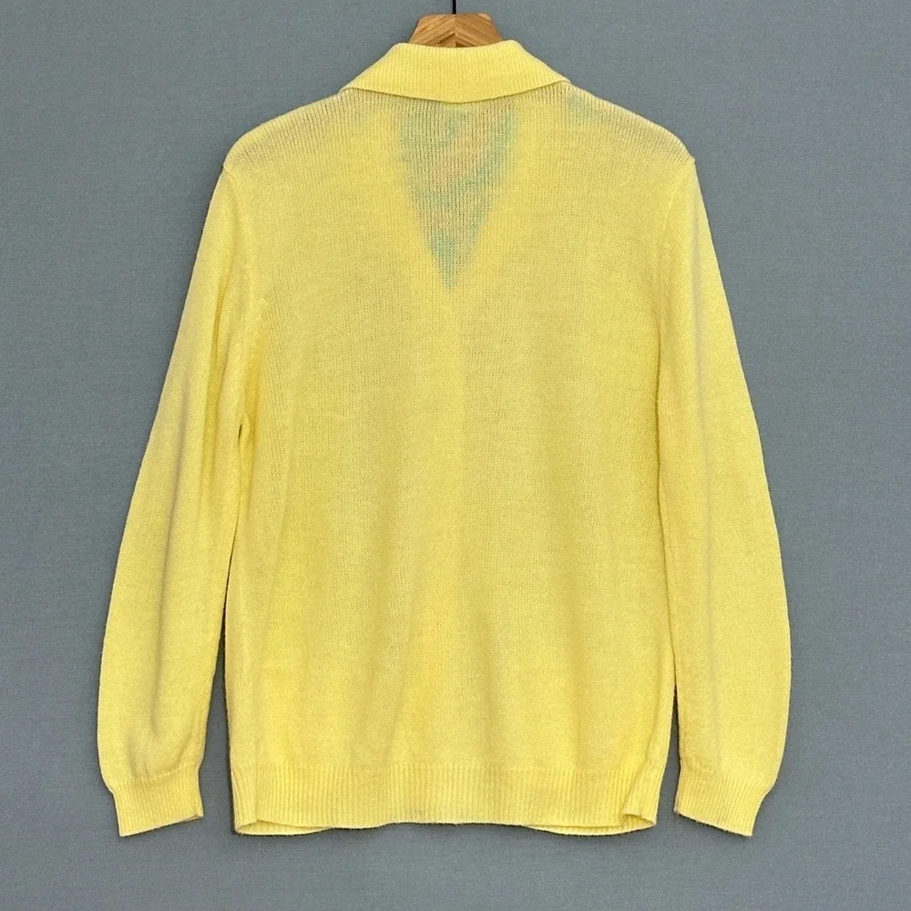 VTG Soft Girl Pastel Womens Sweater S Yellow Classic Collared Preppy Old Money